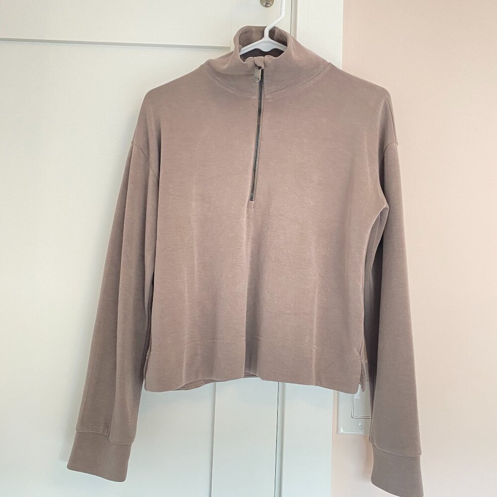 Athleta Half Zip Sweatshirt Cocoa Size XS Cropped Relaxed Fit